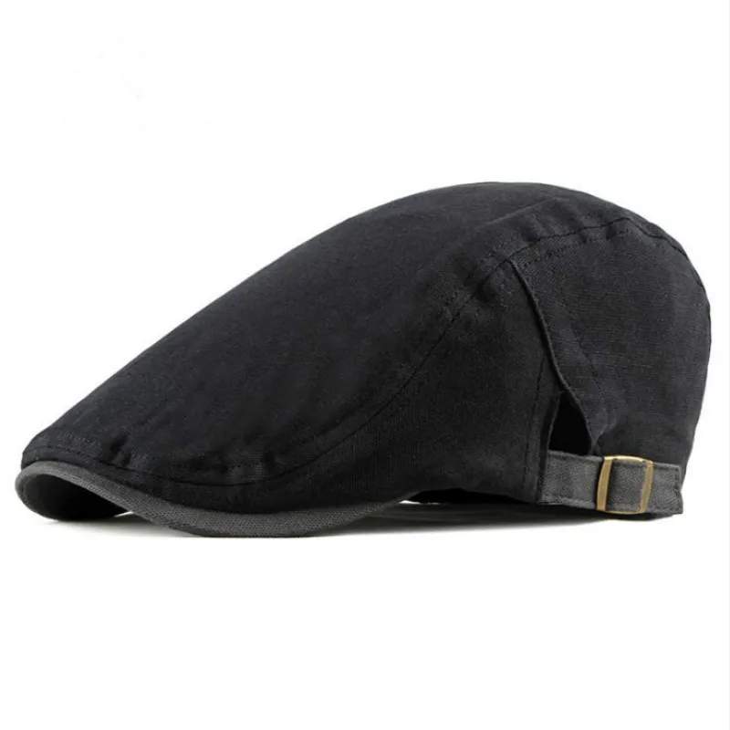 Blank Cotton Male Beret Cap Adjustable Solid Retro Newsboy Hat Cap Cabbie Ivy Flat Cap Vintage Boina Peaked Cap Women Planas wool beret for men Berets