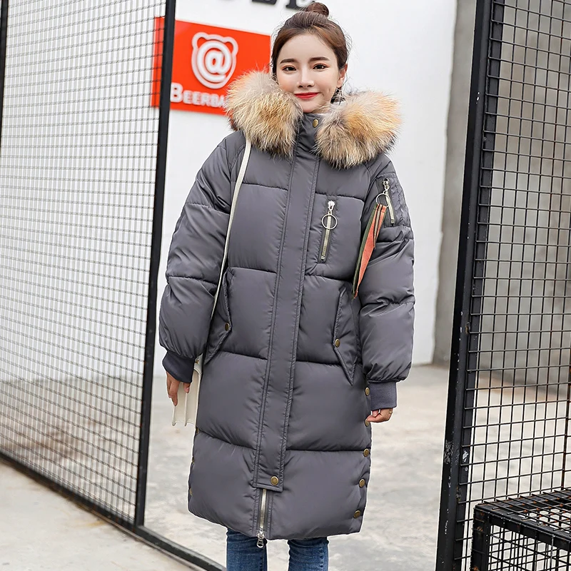 2018 New Women Parkas coat Winter Long jackets down cotton padded big fur collar loose styled jackets parka windproof warm 3XL