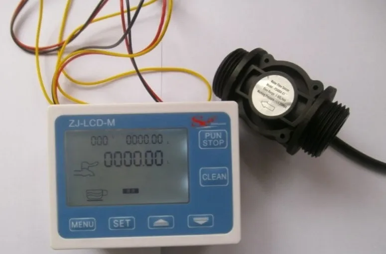 1 60l/min DN25 large hall effect flow sensor + digital display water meter electronic flowmeter