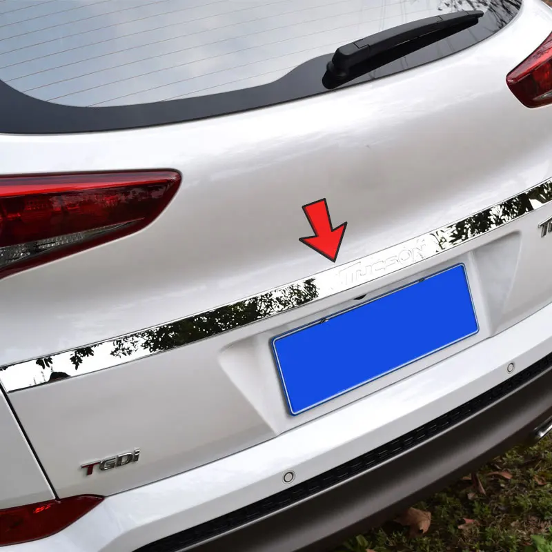 

CAR STYLING REAR TRUNK LID DOOR GATE TRIM MOLDING DECORATIVE COVER FOR HYUNDAI TUCSON 2016 2017 ACCESSORIES