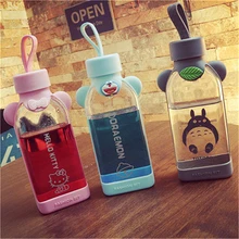 350 мл силиконовые Стекло бутылка для воды Портативный герметичные тепло Симпатичные выражение стерео Открытый студенческий Портативный чашки бытовые подарки