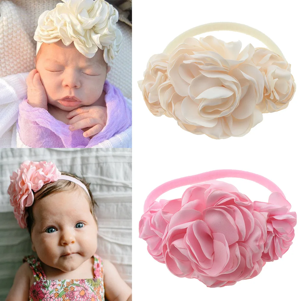 Fashion 1PCS Burning Rose Flowers Elastic Baby Girls Headband Newborn Children Party Outdoor Photography Props Birthday Gifts