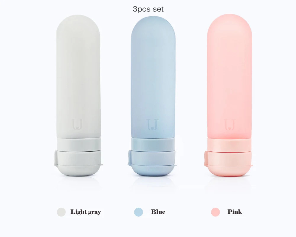 3 шт./упак. Xiaomi U силиконовая бутылка комплект Портативный легкая мягкая и приятная на ощупь ткань; полезный, безопасный 50 мл х 3 шт синий Розово-серый