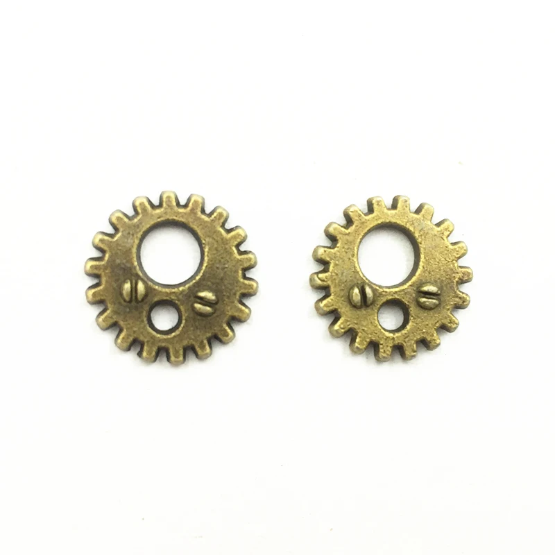 

20Pcs Antique Bronze Tone Pendants For Bracelets Round Two Holes Cute Gearwheel Metal Accessrioes DIY Jewelry Charms 12mm