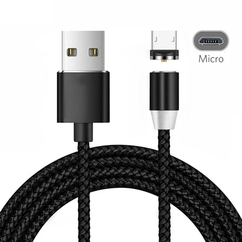 Zte лезвие V9 V7 A7 A6 A5 A3 быстрое зарядное устройство светодиодный магнитный Micro-USB кабель для зарядного устройства для samsung galaxy A10 M10 J4 J6 J8 A6 A7 - Тип штекера: Only Black 1M Cable