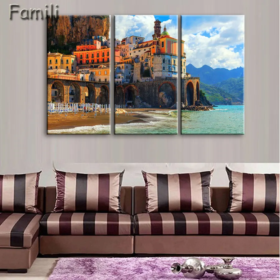3pcs Italy Cinque Tere Home Decor Oil Painting on Canvas Wall Art Gift HD Print Waterproof Picture No Framed canvas paint | Дом и сад