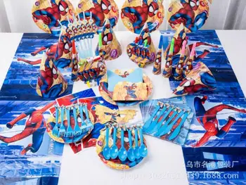 

84pcs\lot Spiderman Kids Birthday Decoration Set Theme Party Supplies Baby Birthday Party Pack