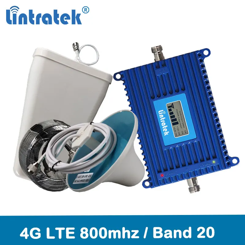 

Lintratek 4G LTE 800 Signal Repeater Band 20 4G Network 800mhz Mobile Signal Booster 70dB Gain LCD Display 4G Amplifier Kit @6.7