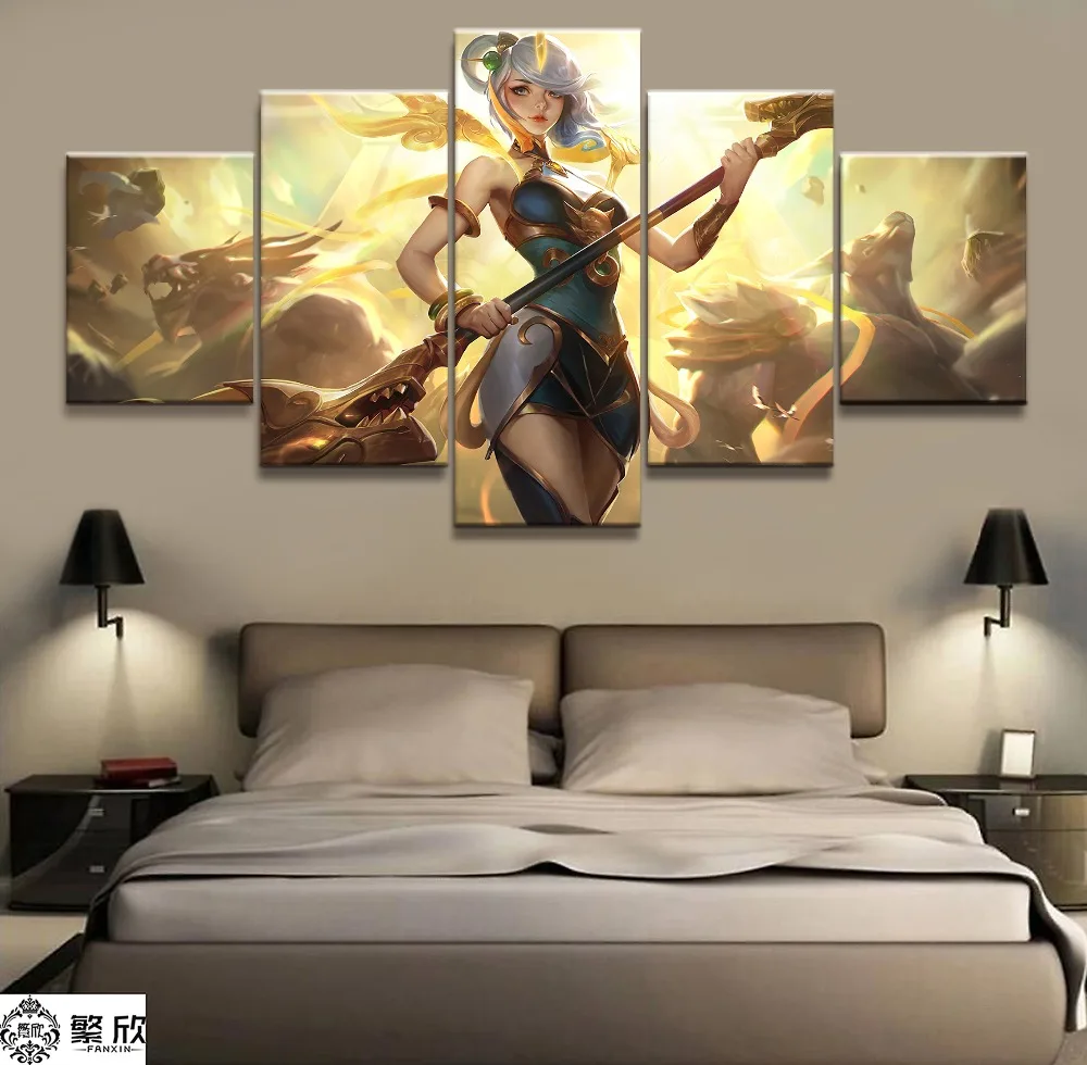 

5 Panel LOL League of Legends Lux Game Canvas Printed Painting For Living Room Wall Art Decor HD Picture Artworks Poster