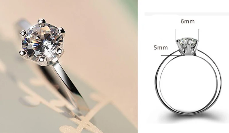 Отправлен Серебряный сертификат! YINHED Серебро 925 пробы 1ct 6 мм CZ Diamant обручальное кольцо для Женское Обручальное украшение ZR553