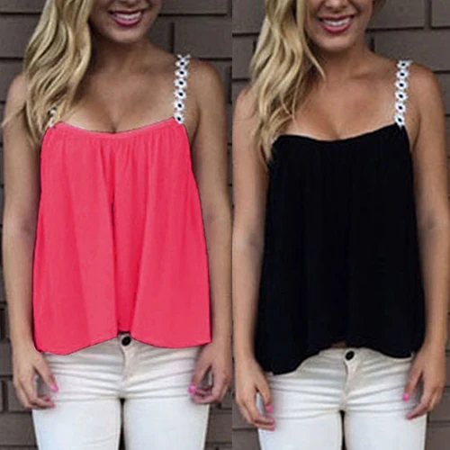 

Ladies Summer Sleeveless Chiffon Floral Strap Basic Tee Loose Shirt Cami Top 09WG