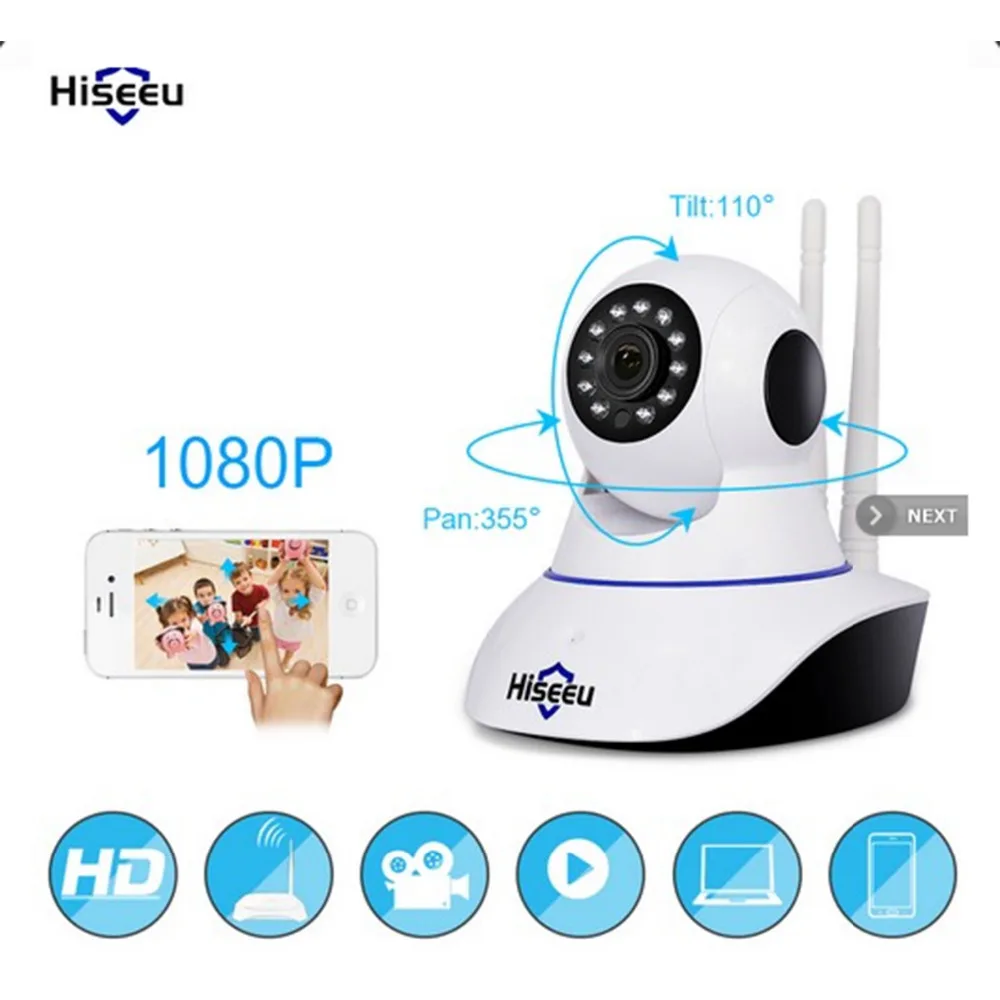 Hiseeu 1080P камера ночного видения CCTV Camaras De Seguridad HD видеоняня Мини Wifi эндоскоп