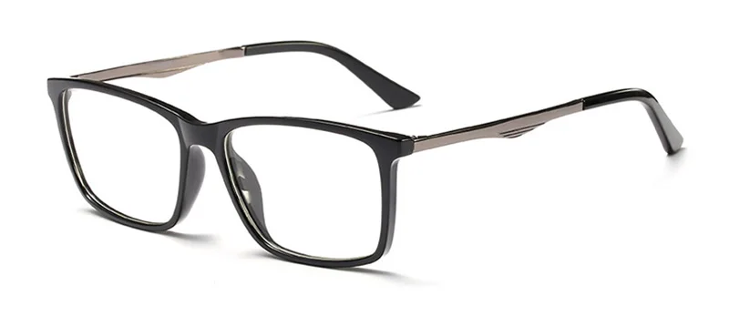 SHAUNA TR90 прямоугольные солнцезащитные очки, оправа для мужчин, линзы из смолы, оптические очки - Цвет оправы: Glossy Black