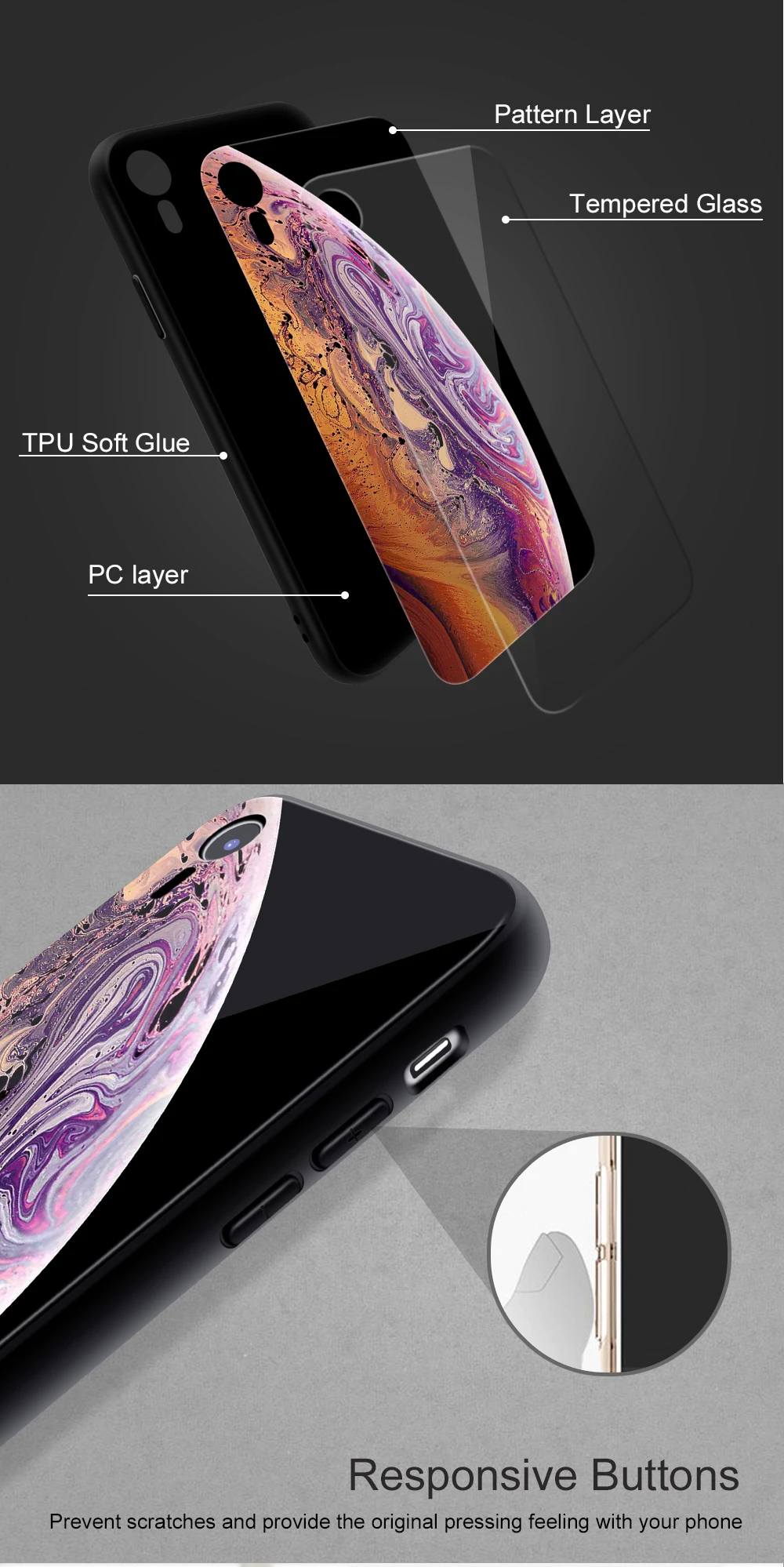 Portefeuille For iPhone XS Max Case Luxury Glitter Silicone Bumper Tempered Glass Back Cover For iPhone XR X S xsmax Accessories (4)