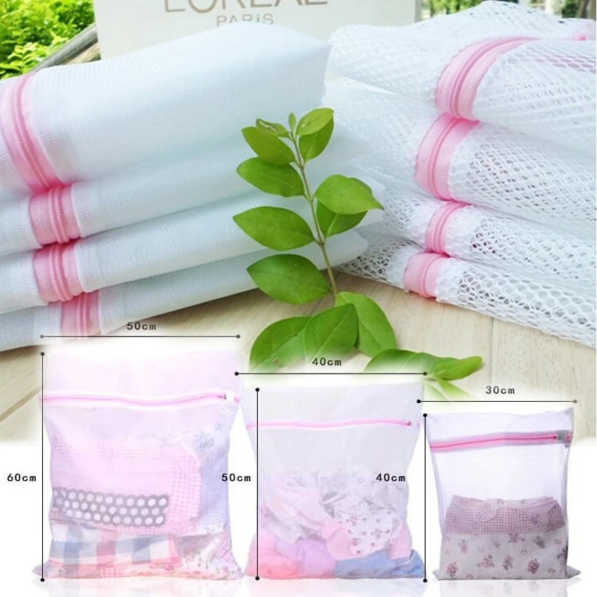 

3 Size Zippered Mesh Laundry Wash Bags Foldable Delicates Lingerie Bra Socks Underwear Washing Machine Clothes Protection Net