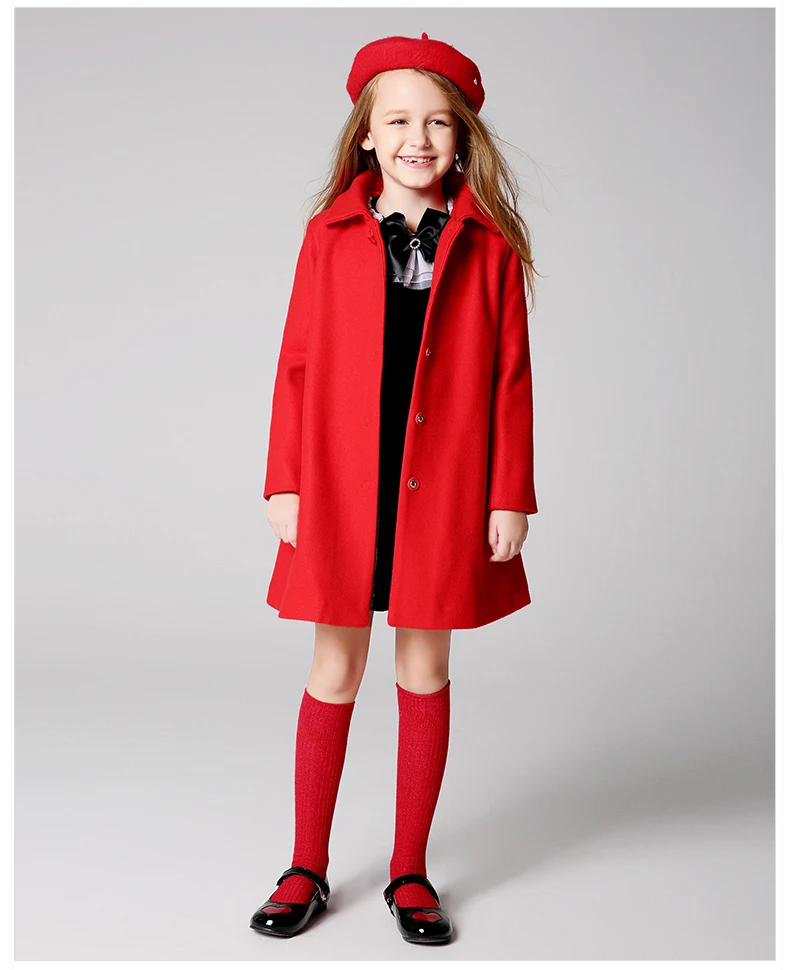 Шерстяное пальто для девочек, шерстяное пальто, длинное розовое пальто для девочек и детей, в Европе и Америке