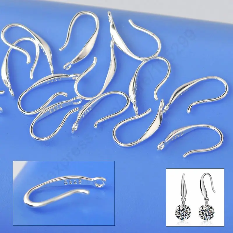 

Wholesale 50PCS Jewelry Findings Genuine Solid 925 Sterling Silver Earring Smooth Hook Ear Wires For Design DIY