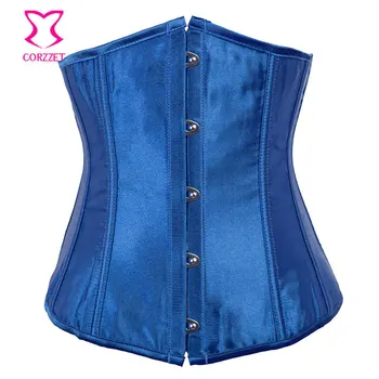 

Plus Size Waist Trainer Corset Underbust Sexy Women Waist Cincher Bustier Top Corpete Black Red Pink Blue White Satin Corselet