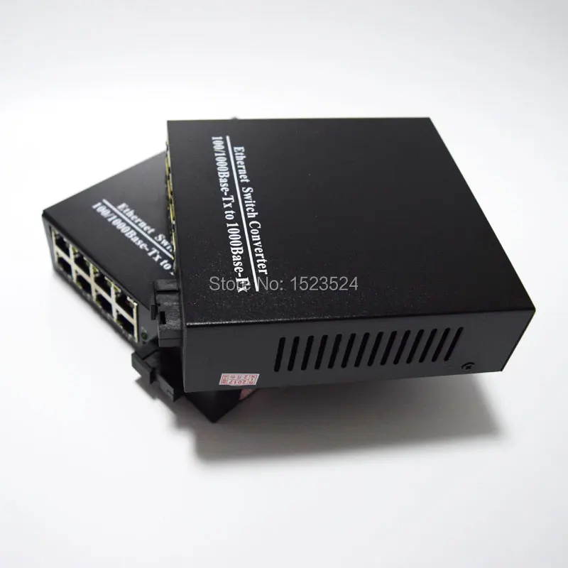 1 пара 10/100/1000 Мбит/с Волокно-оптические ethernet media converter gigabite одиночный режим Волокно с 8 RJ45 utp и 1 sc Порты и разъёмы