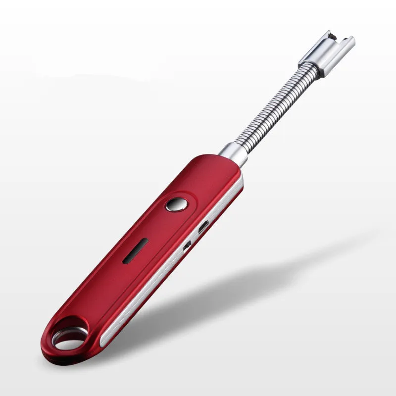 360 градусов локоть для Плазменно-дуговой зажигалки подарок электронный USB ветрозащитный зажигалки открытая плита для барбекю зажигалка для свечей кухонный горелочный инструмент - Цвет: Красный