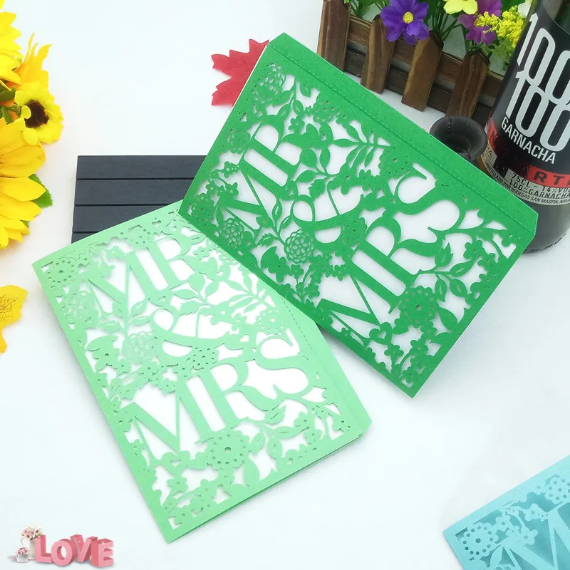 

10Pcs Delicate Carved MR&MRS Cover Romantic Wedding Party Invitation Card Envelope Dinner Invitation Cards 5ZH11