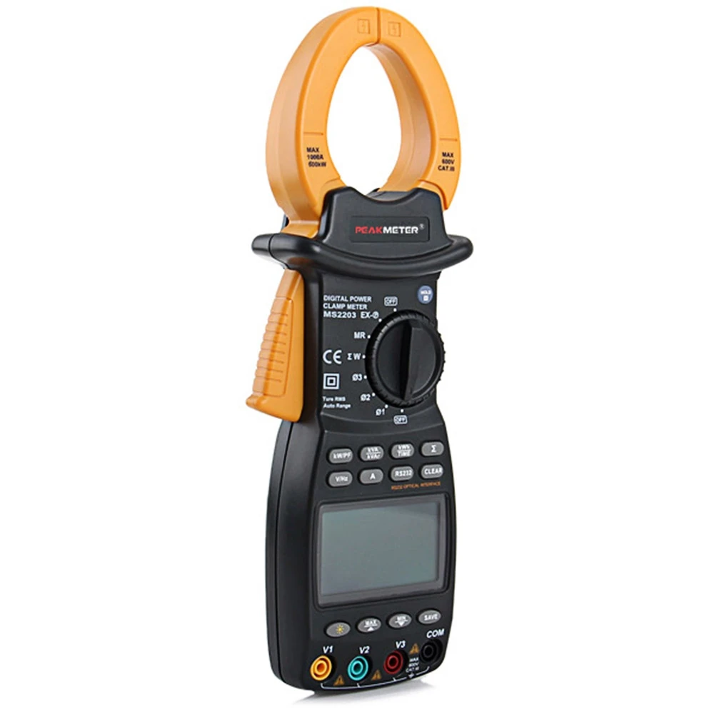 PEAKMETER MS2203 3 Phase TRMS Digital Clamp Meter Power Factor Correction Multimeter for AC Voltage / AC Current PEAKMETER MS2203 3 Phase TRMS Digital Clamp Meter Power Factor Correction Multimeter for AC Voltage / AC Current