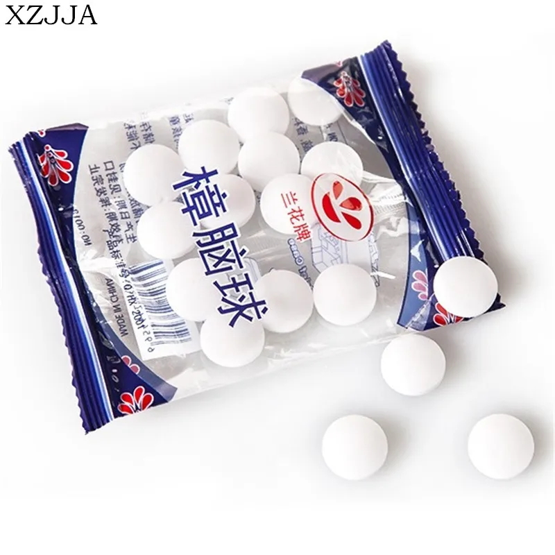 XZJJA 2 сумки натуральная камфора мяч Camphor белые Mothballs шарики от моли насекомых едят