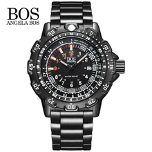 ANGELA BOS Military Super Luminous Watch Men Multifunction Rotary Dial Compass Army Alloy Silicone Luxury Watch Men Famous Brand