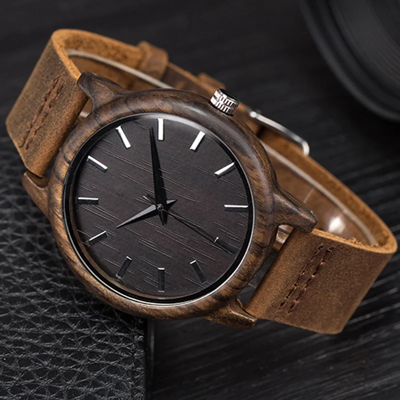 Бамбуковые деревянные часы мужские минималистичные дизайн из натуральной кожи ремешок кварцевые наручные мужские часы как подарки relogio masculino