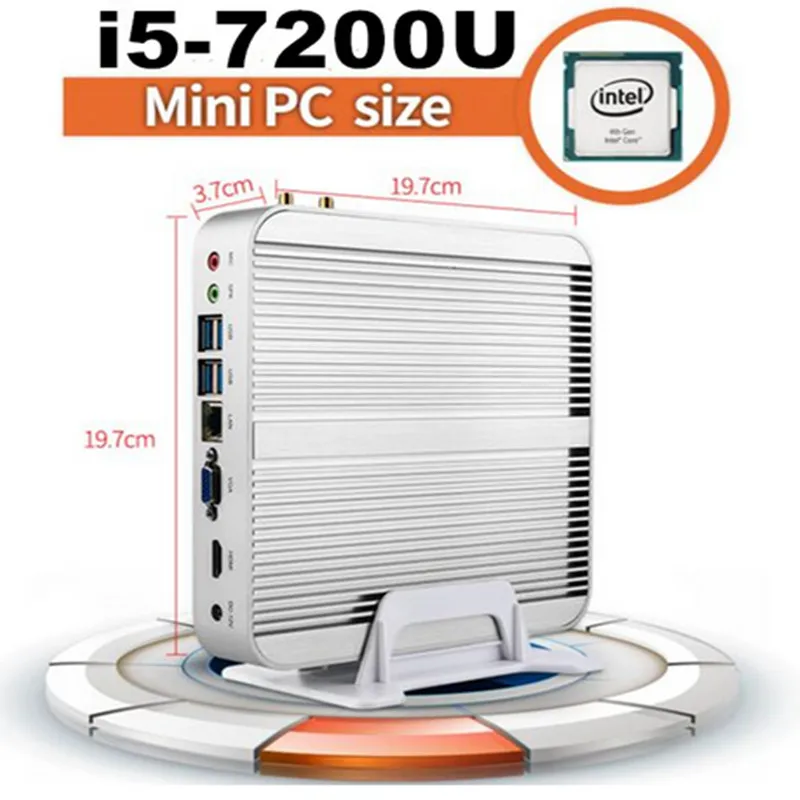 Lowest Price [7Gen Core i5 7200U ] New 7Gen Fanless Nuc Mini PC Windows 10 Core i5 7200U Max 3.1GHz Intel HD Graphics 620 Micro Computer HTPC