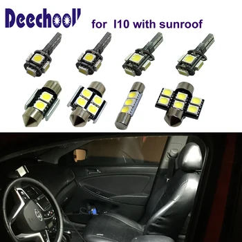 

deechooll 5pcs Car LED Lights for Hyundai i10 with Sunroof 2008-2013 ,White Interior Light Bulbs Map Trunk License Plate Lights