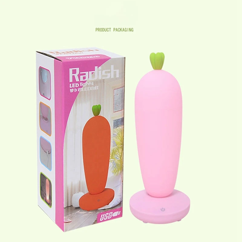 Novelty Little Cute Girl Radish Night Light Touch USB Charging Bedside Table Lamp Atmosphere Eyes Protection Decorative Light (2)