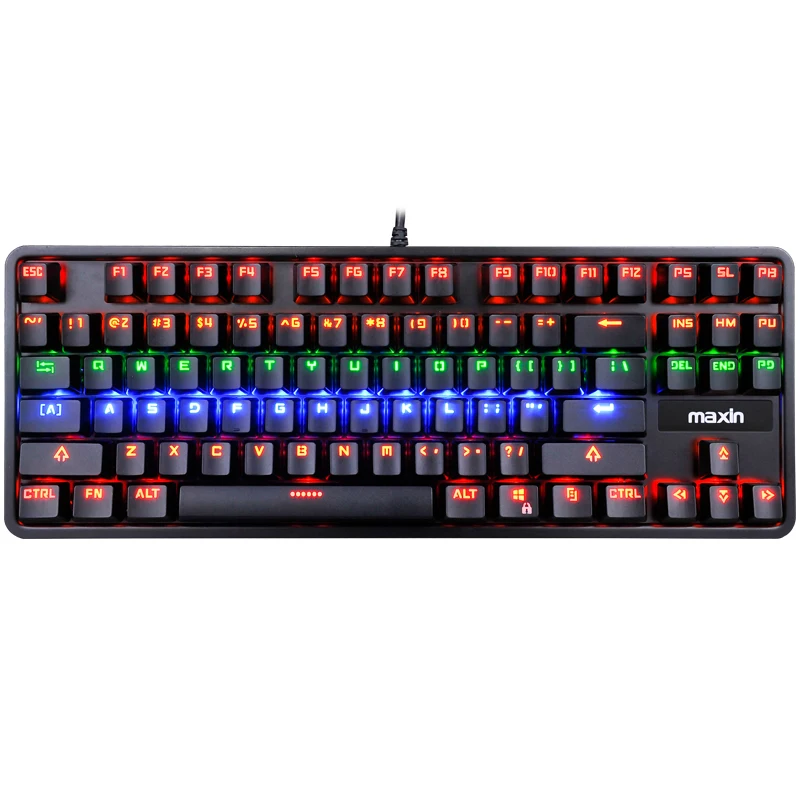 

Original Maxin GK631 87 keys mechanical keyboard colorful backlight Pro gaming keyboard wired blue switch metal panel