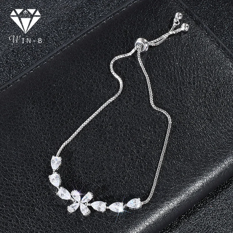 

WIN-B Zirconia Taki bijoux Exquisite Bracelet Bling Crystal chainbracelet White Gold Color wristlet Jewellry Party Accessories