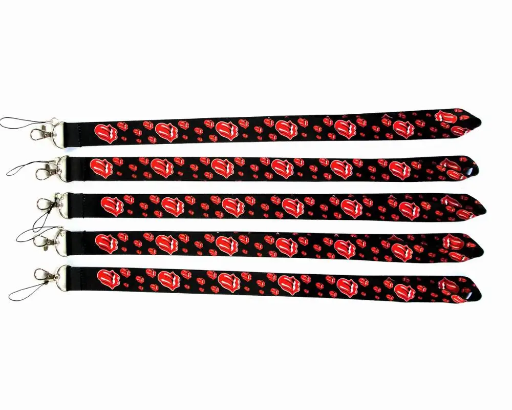 20 PCS red lips key lanyards id badge holder keychain straps for mobile phone Free Shipping