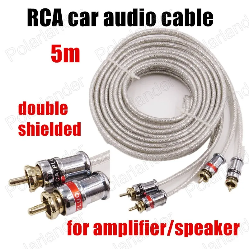 

high quality 5 meters RCA to RCA Car Audio stereo Cable wire for car amplifier speaker subwoofer white two rows pure copper