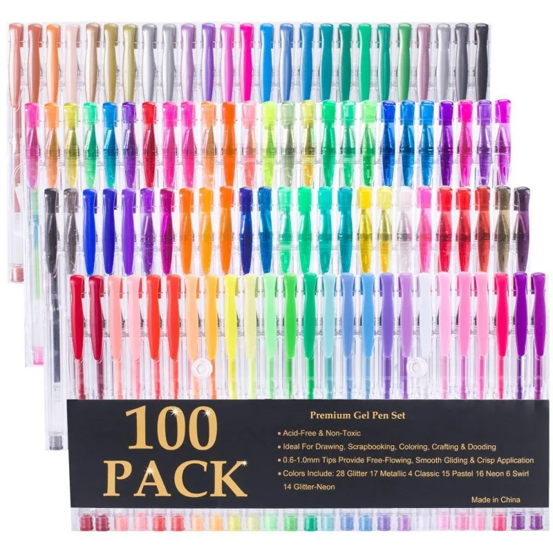  Gel Pen Set, Assorted Colors, 0.8mm - 1.0 Mm Tip Sizes, 48/set  : Office Products