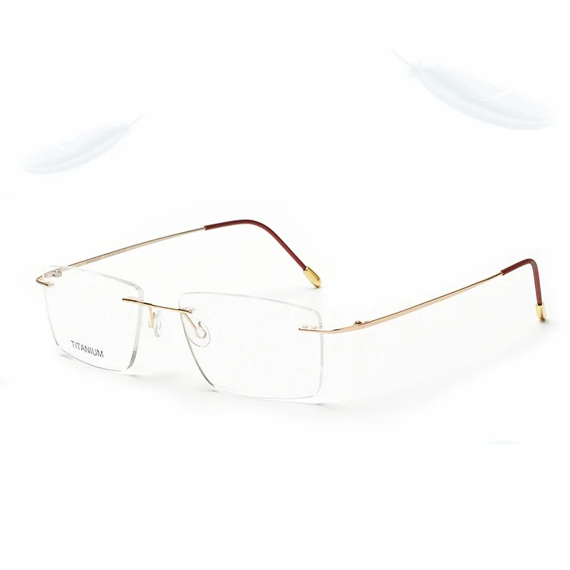 

Cubojue Titanium Glasses Men Women Rimless Eyeglasses Frames for Male Myopia Diopter Prescription Spectacles Light Foldable Rim