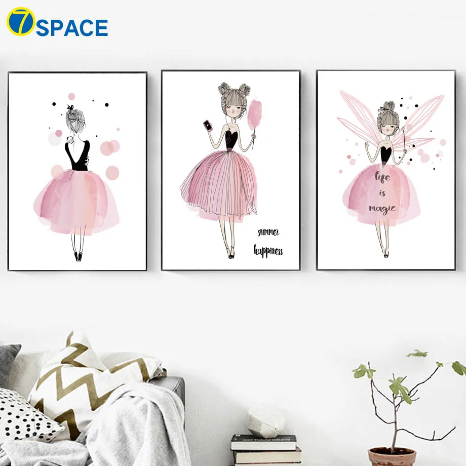 

Fairy Little Girl princess Wall Art Canvas Painting Nordic Posters And Prints Nursery Prints Wall Pictures Baby Girl Room Decor