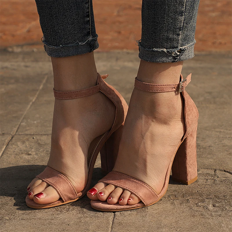 REYO Women High Heel Sandals Casual Solid Buckle Strap Square Heel Wedge Sandals Shoes REYO Women High Heel Sandals Casual Solid Buckle Strap Square Heel Wedge Sandals Shoes