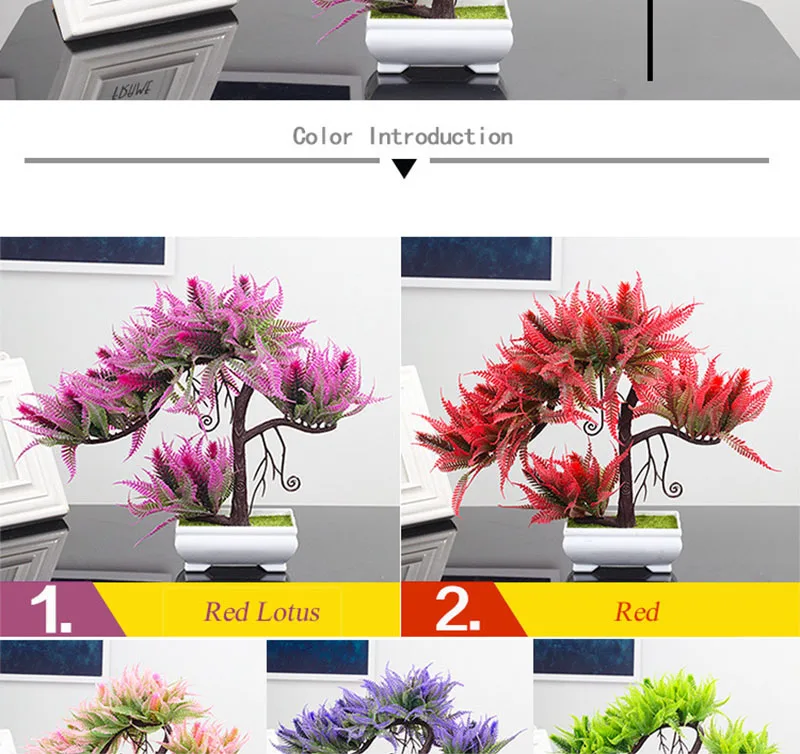 Flone Artificial Plastic Indoor Desktop Decoration Potted Bonsai Small Plant Tree Fake Potted Plant Home Art Study Decoration (4)