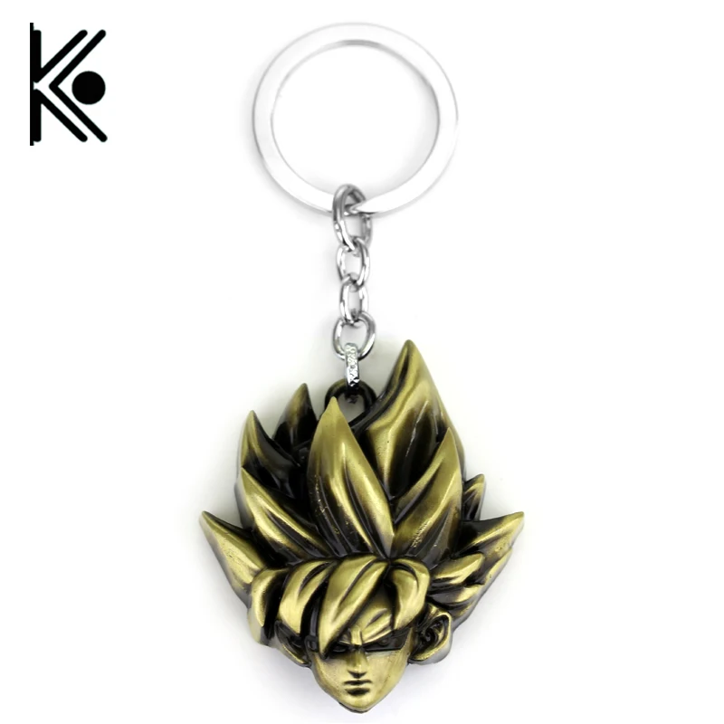 

free shipping Dragon Ball Keychain Z Son Goku Saiyan 3D Head Keyring Anime Series Metal Key Ring Holder For Men Jewelry Llavero