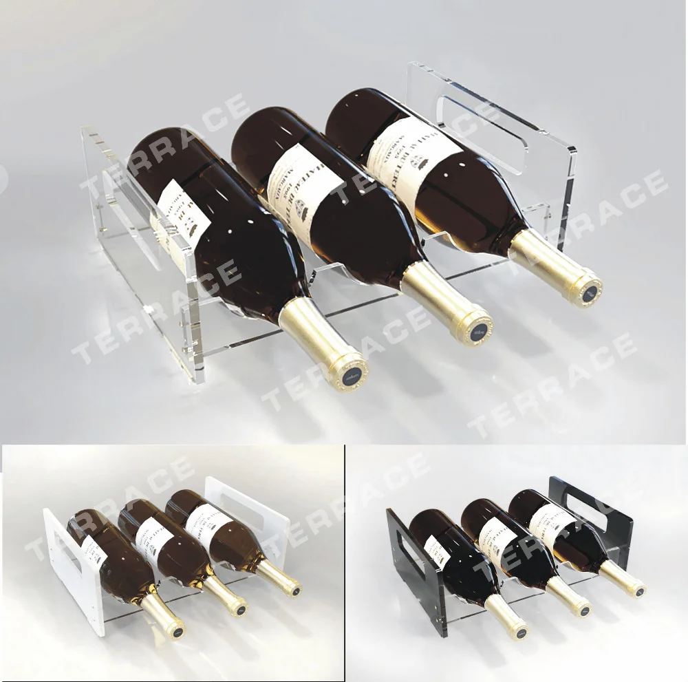 acrylic 3 wine bottle holder rack KD packingin Storage Trays from Home