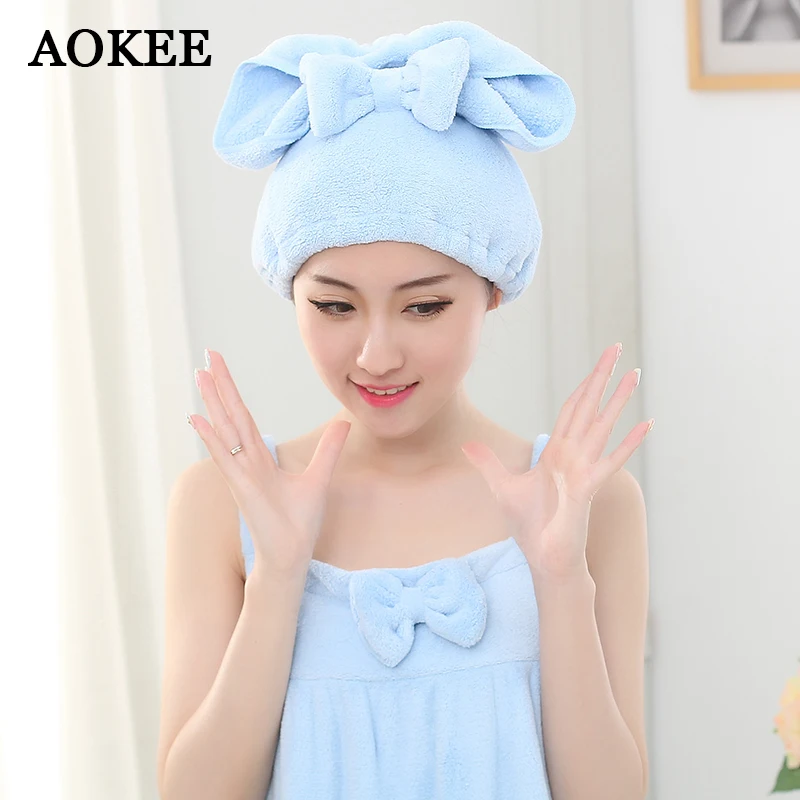 AOKEE Shower Caps Cute Soft Hair Drying Towel Hair Dry Quick Dryer Hat