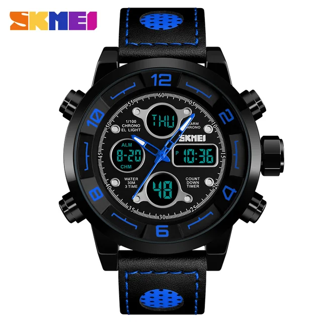 SKMEI Men’s Watch Clock Sport Watch Men Fashion Quartz Digital 3 Time Countdown Alarm Man Wrist Watches relogio masculino 1371