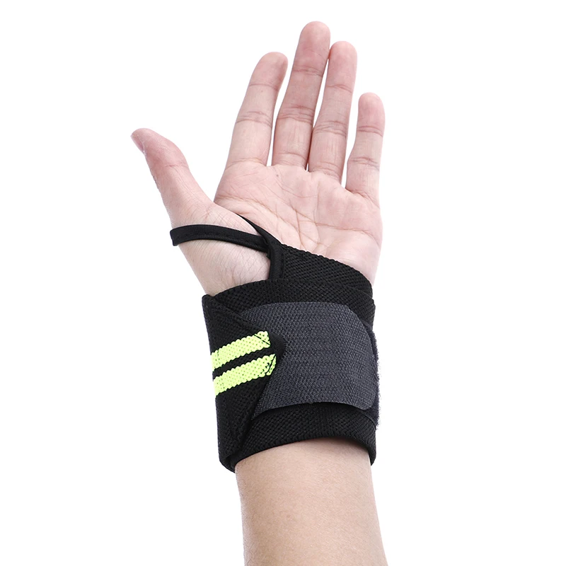Защита рук тренажерный зал тяжелая атлетика тренировочный перчатки для занятий тяжелой атлетикой ручка ремешки для поднятия штанги обертывания Поддержка запястья 1 шт - Цвет: Зеленый