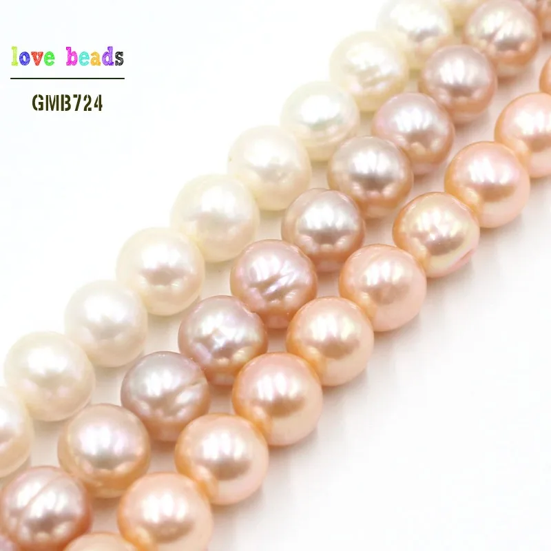 

7-8mm AA+ Natural White Pink Purple Freshwater Irregular Round Pearl Loose Beads for Jewelry Making DIY Bracelet Strand