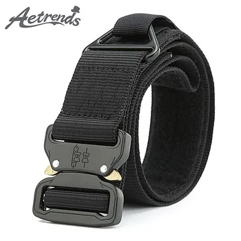 

[AETRENDS] Military Equipment Army Tactical Belt Thicken Metal Buckle Nylon Combat Belts for Men Heavy Duty Waistband D-0035
