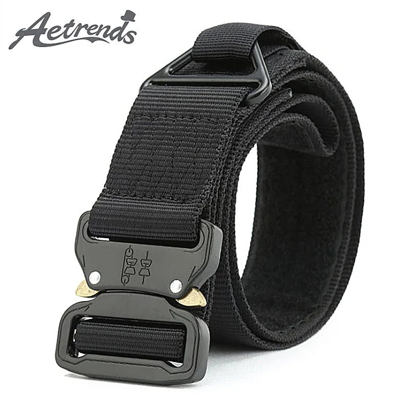 

[AETRENDS] Military Equipment Army Tactical Belt Thicken Metal Buckle Nylon Combat Belts for Men Heavy Duty Waistband D-0035