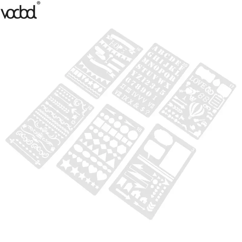 vodool 6pcs layering stencils for scrapbooking photo album stamps diy letter stencil